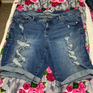 Torrid 18W Distressed Denim Bermuda Shorts